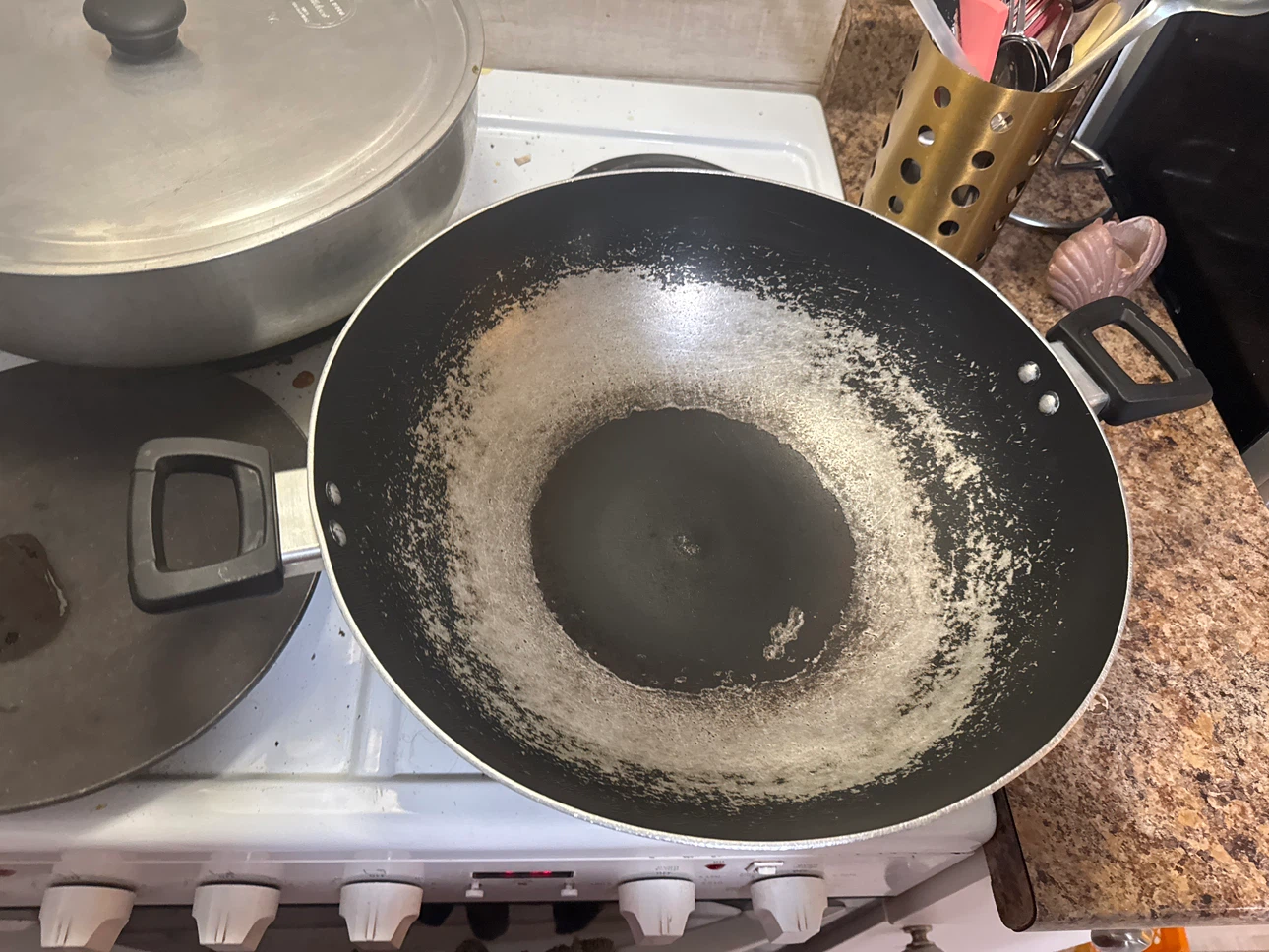 Large non-stick stir-fry wok with glass lid - photo 2