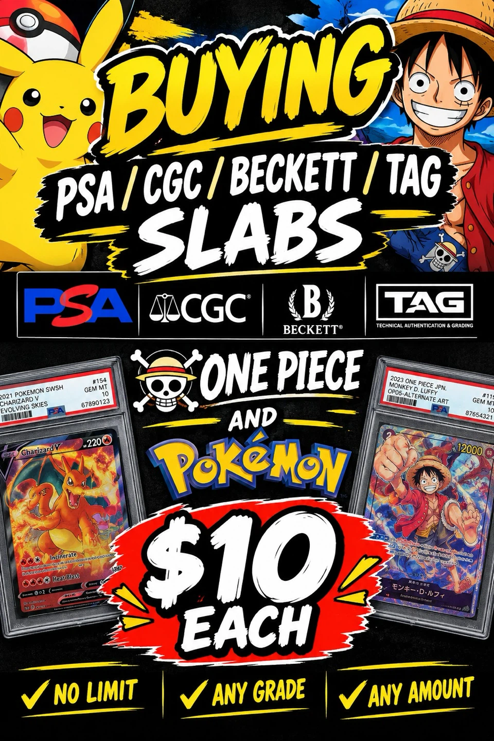 Buying Pokemon and one piece slabs
