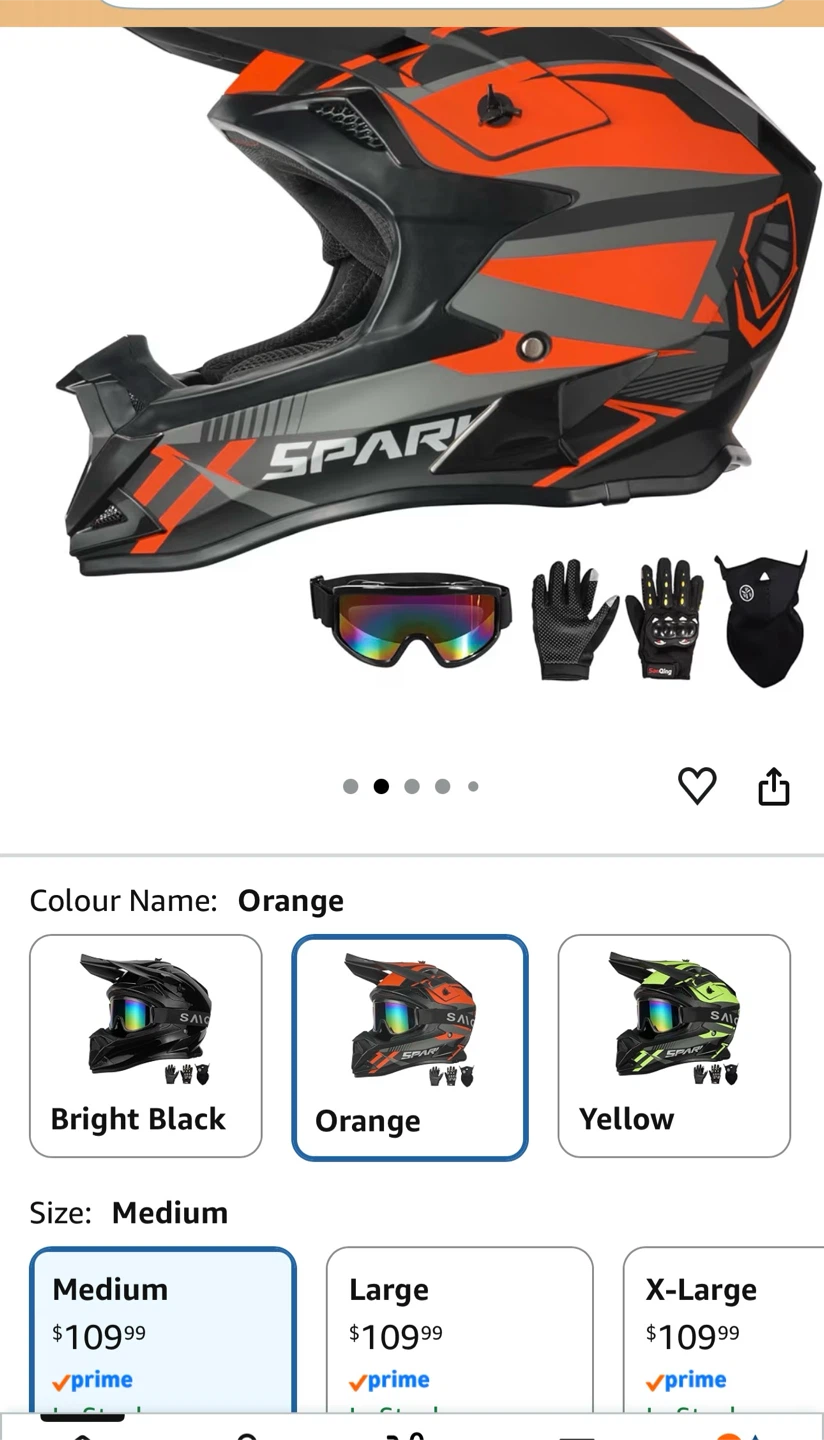 Spark Orange Motocross Helmet 4-in-1 Set