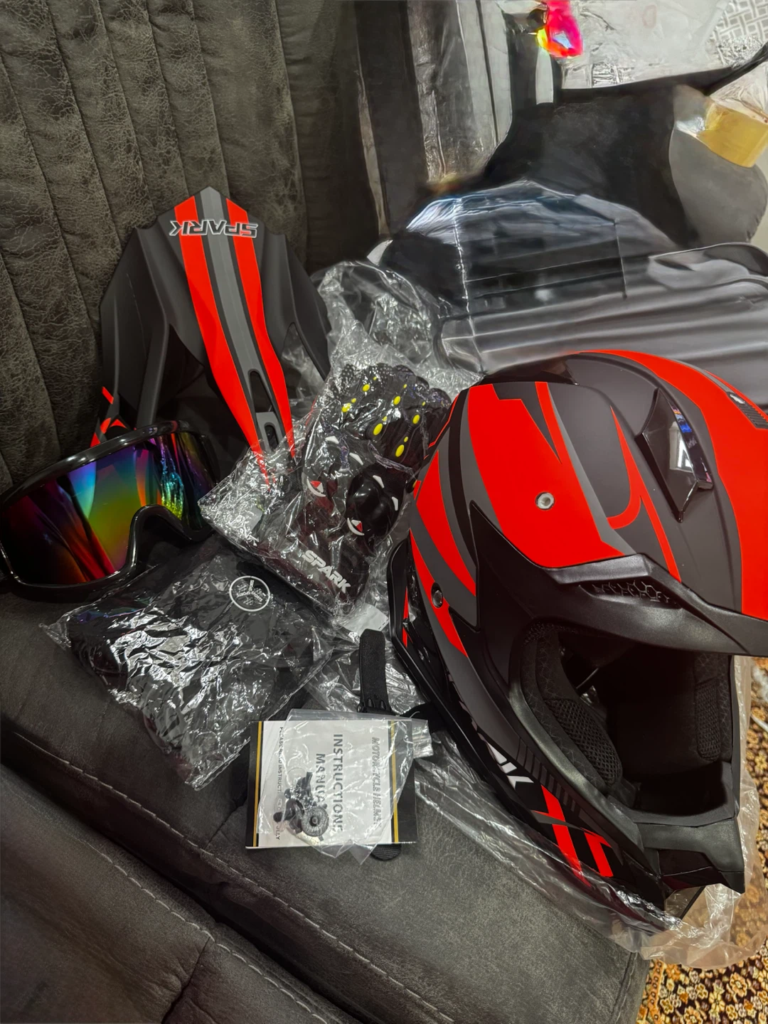 Spark Orange Motocross Helmet 4-in-1 Set - photo 3