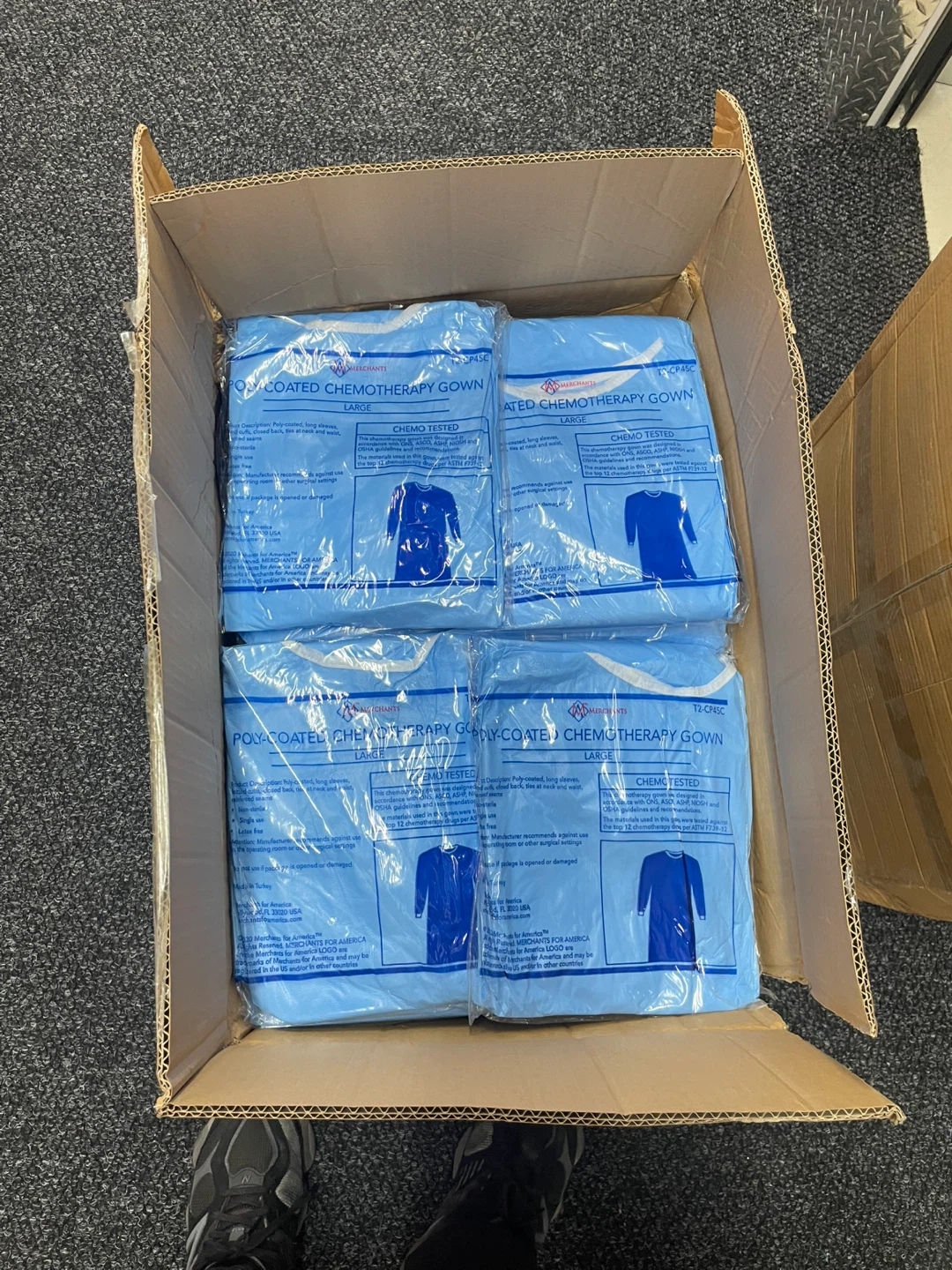 Merchants for America Poly-Coated Chemo Gown Large 100 pcs - photo 3