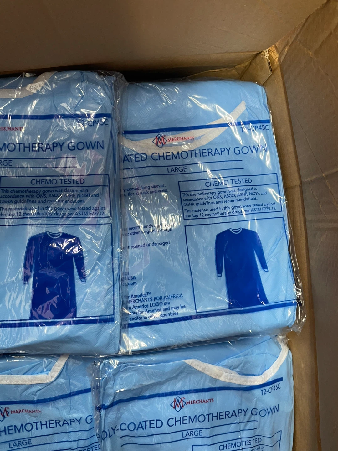 Merchants for America Poly-Coated Chemo Gown Large 100 pcs - photo 4