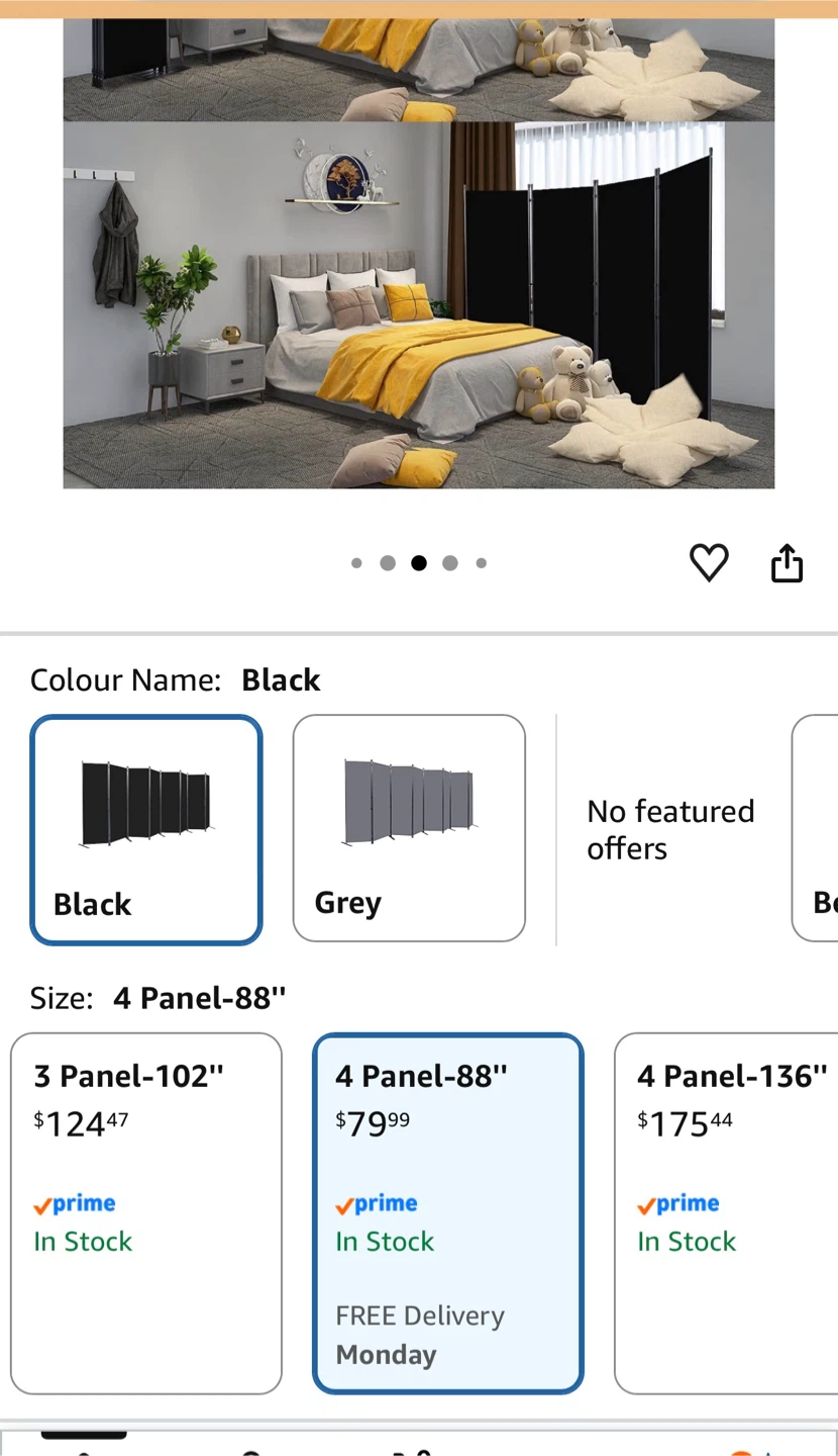 HOMSCREENER 4-Panel Portable Room Divider - Black - photo 2