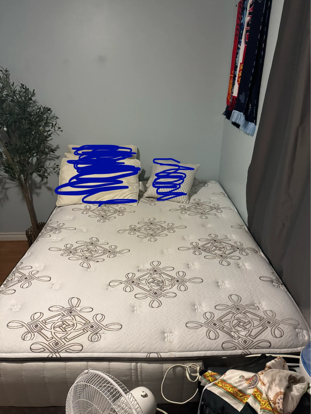 Queen-sized mattress (with bed frame)