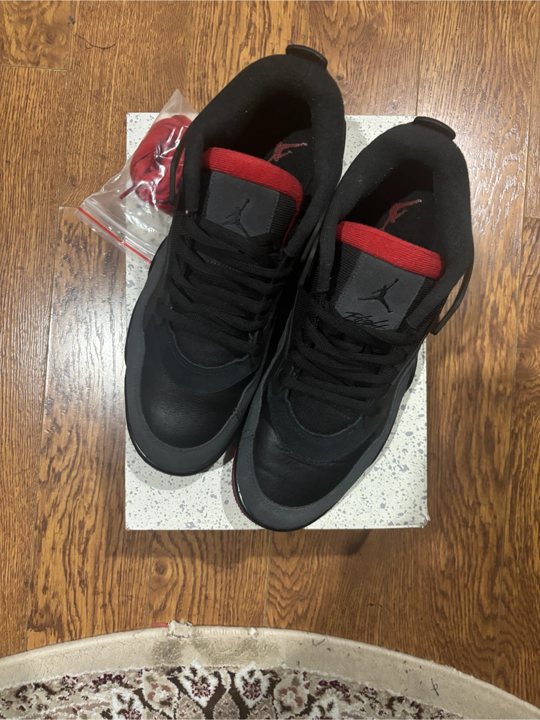 Air Jordan 4 RM Black Varsity Red Size 13 - photo 2