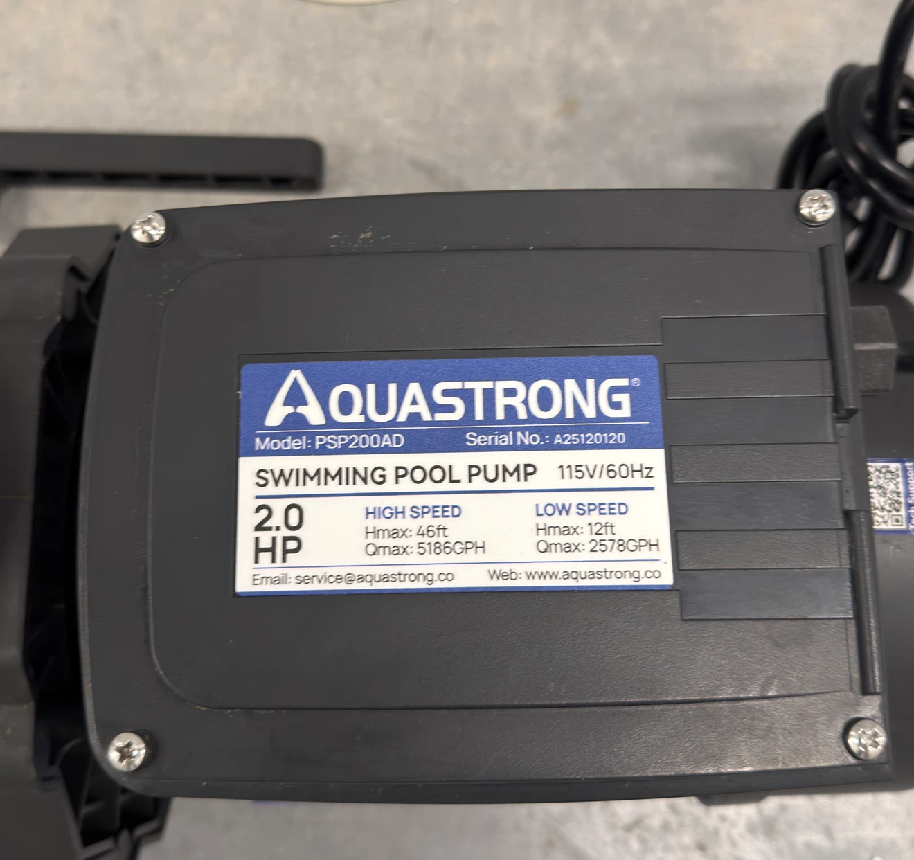 AquaStrong 2.0 HP Dual Speed Swimming Pool Pump – PSP200AD - photo 3