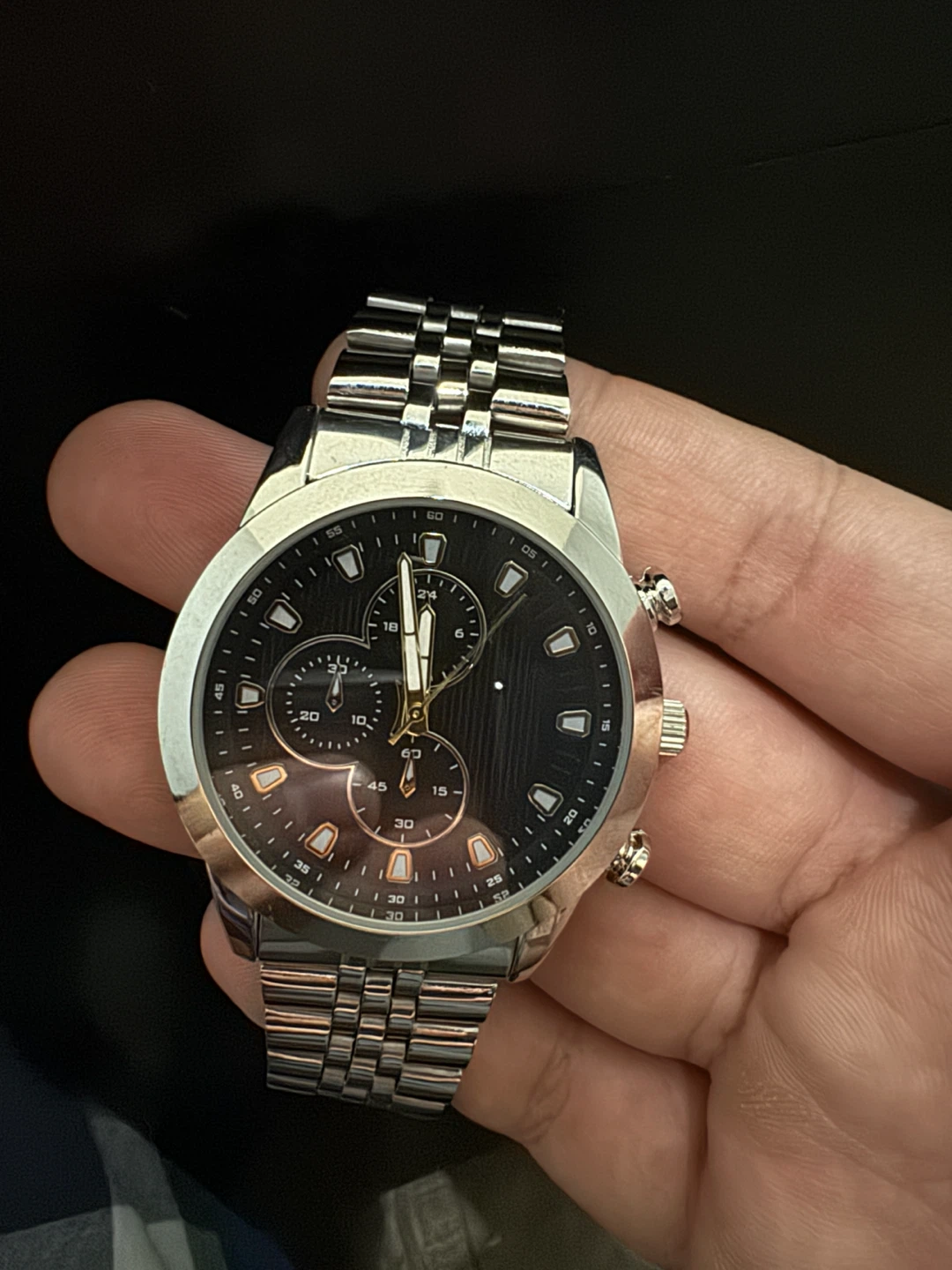 Silver-tone Stainless Steel Chronograph Watch