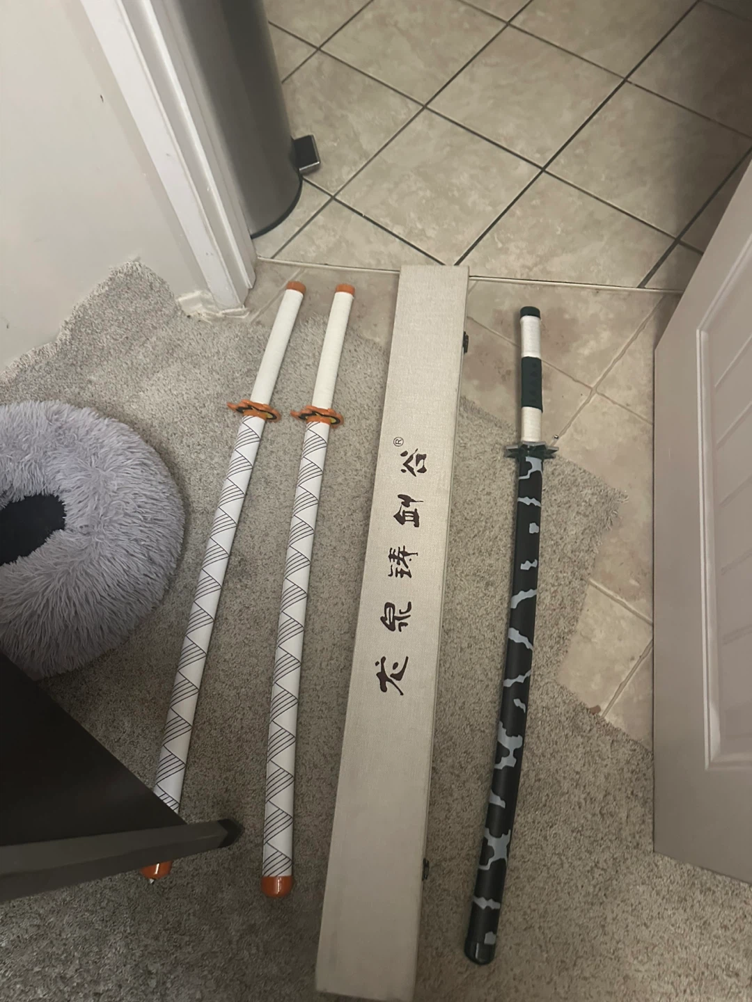 3 Demon Slayer Katana swords with box bundle
