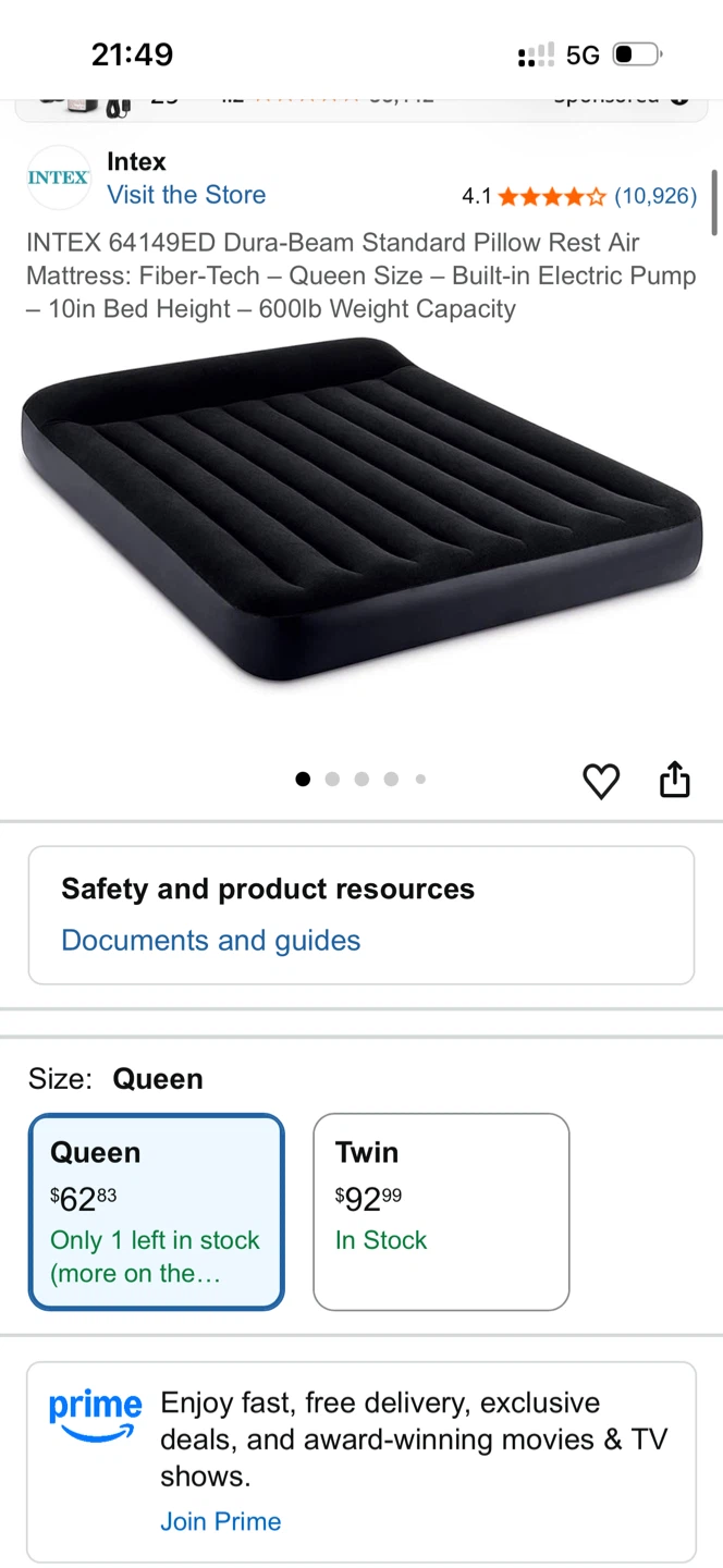 Intex Dura-Beam Queen Air Mattress