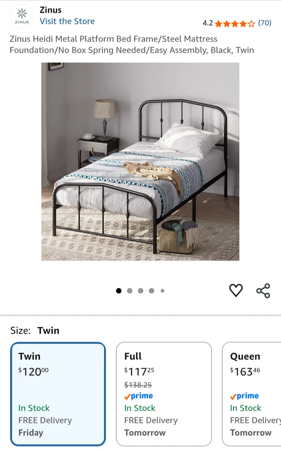 Zinus Heidi Metal Twin Bed Frame - photo 2