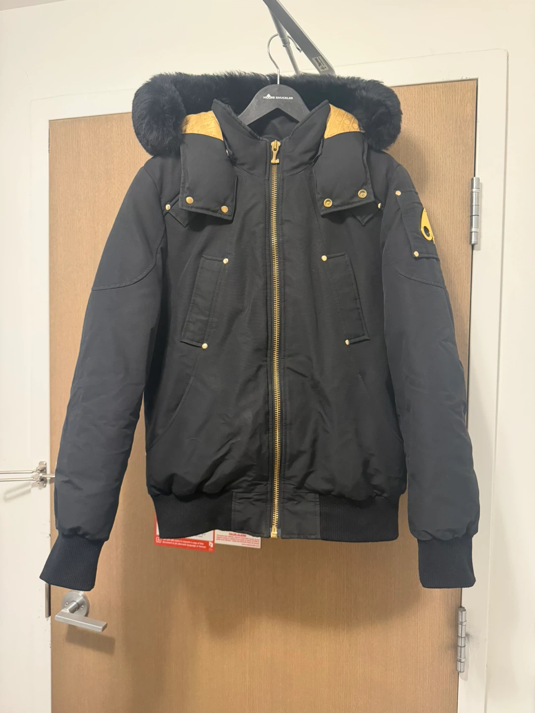 Moose Knuckles Bomber Jacket Black with Gold Hardware