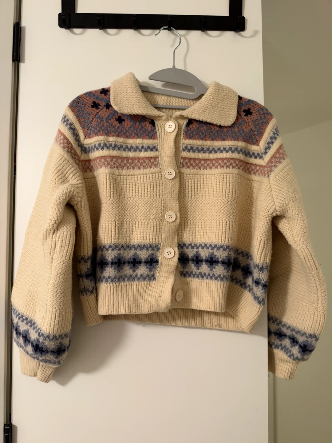 Cream Fair Isle Button-Up Cardigan
