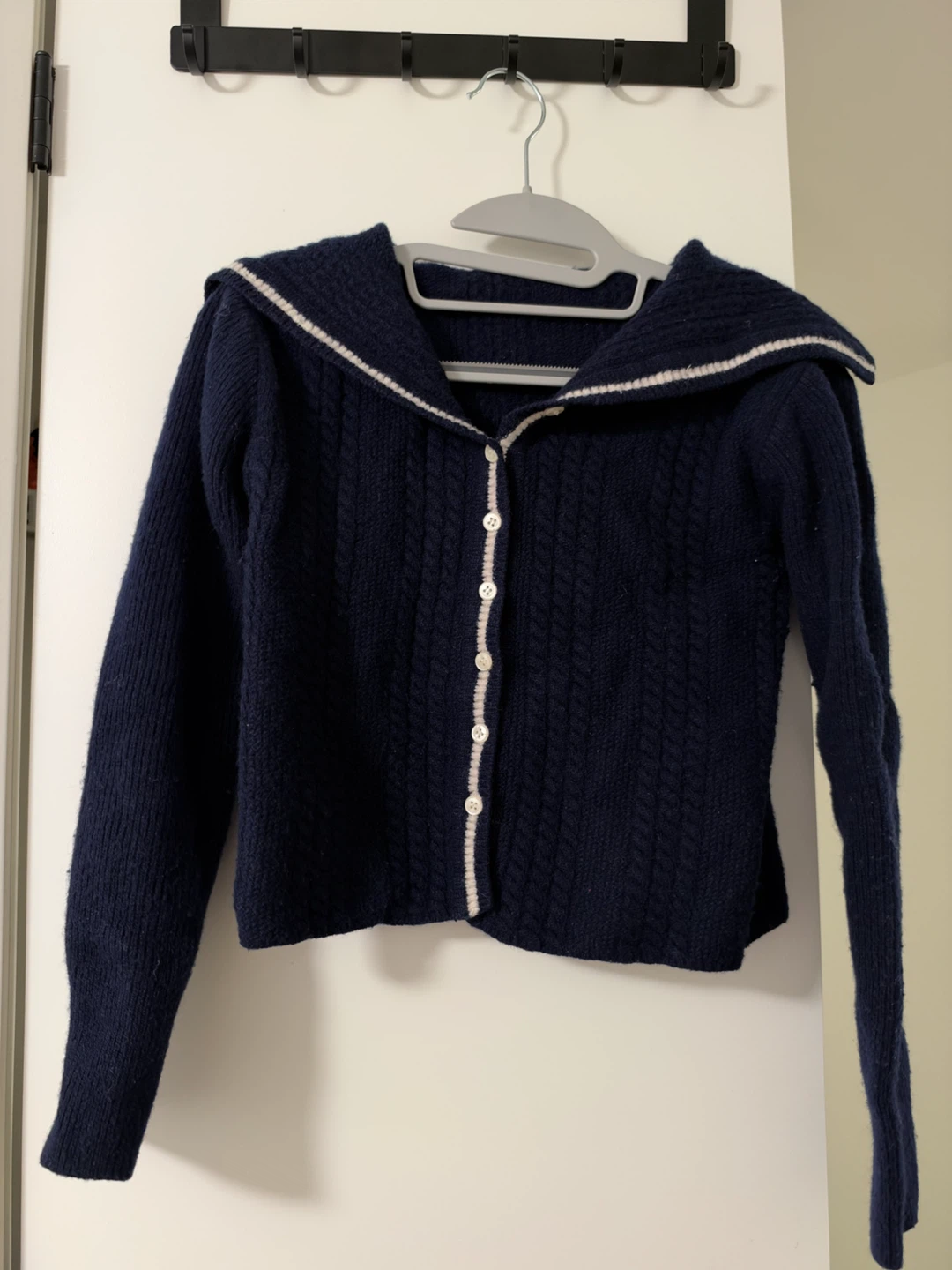 Navy Blue Sailor Collar Cardigan