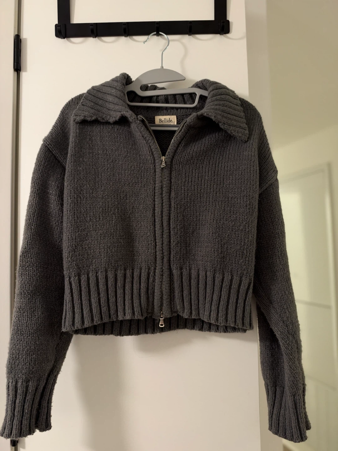 Bellide Charcoal Grey Zip-Up Sweater