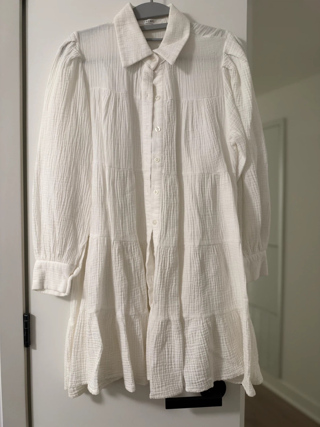 White Tiered Shirt Dress