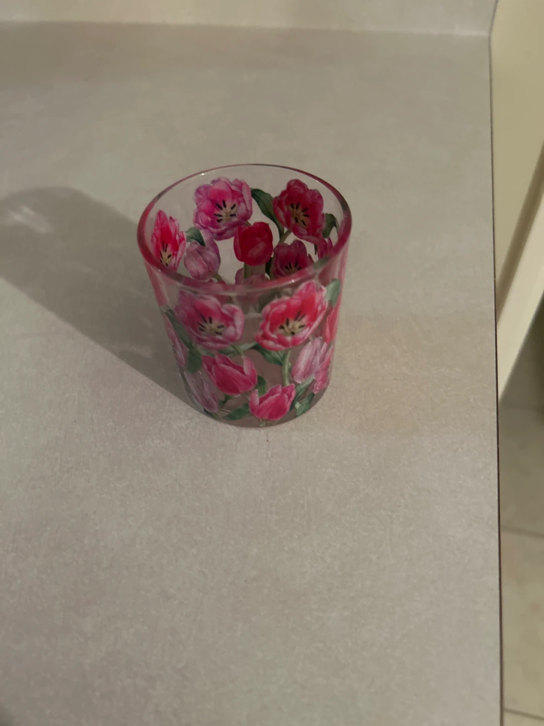 Hand Painted Floral Glass Votive