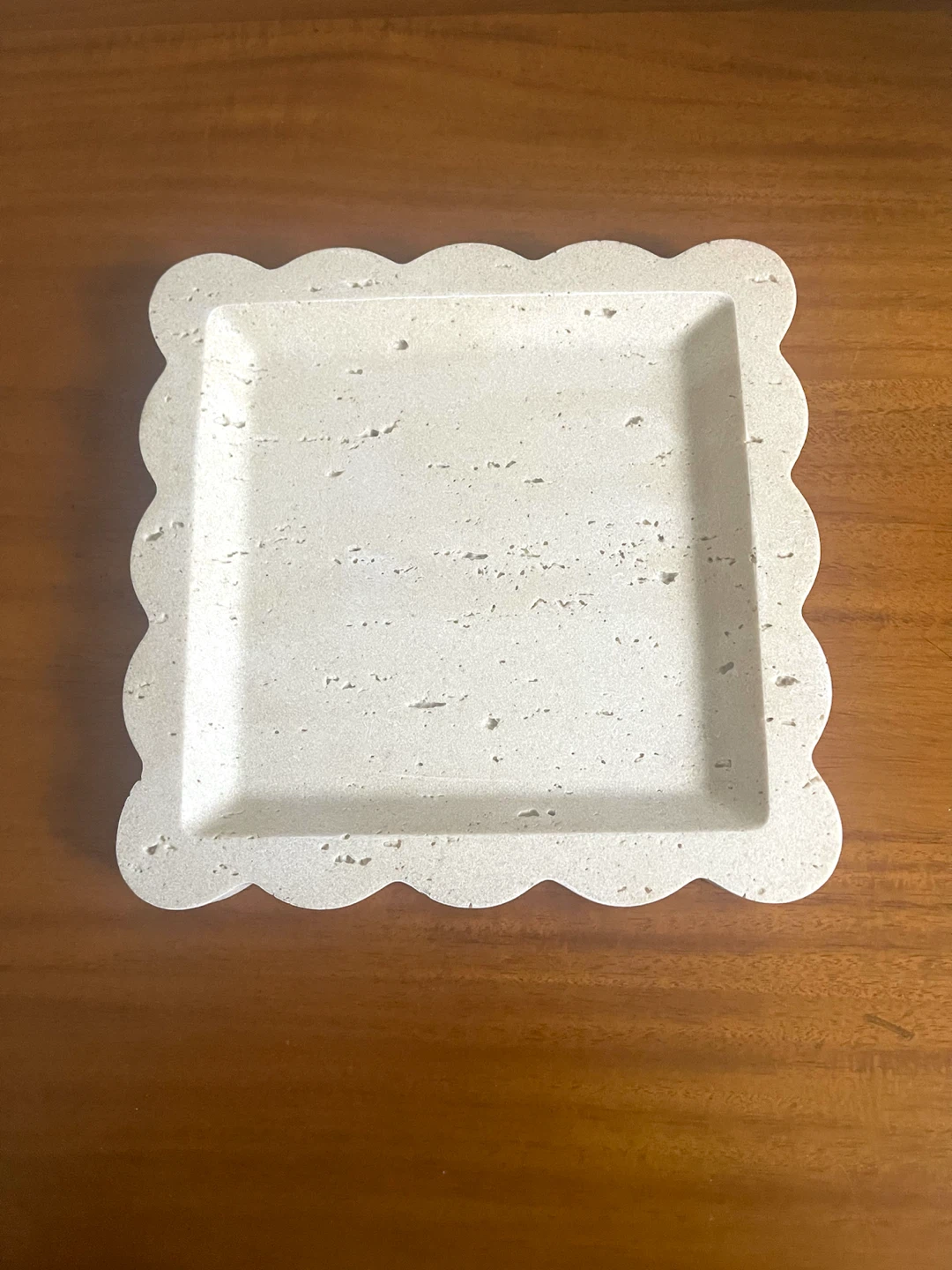 Scalloped Travertine Stone Decorative Tray - photo 3