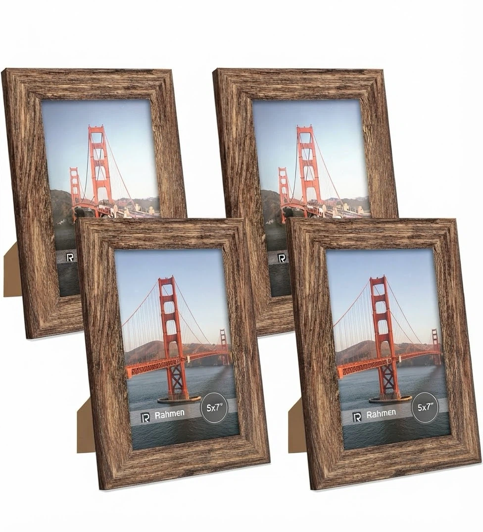 Set of 4 Wooden Picture Frames 5x7