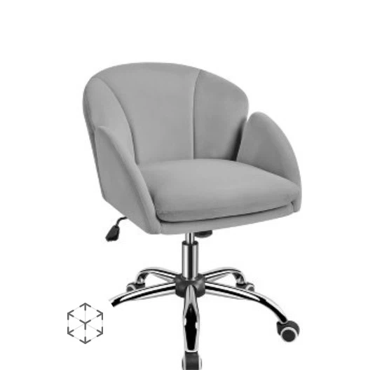 Grey Velvet Swivel Office Chair - photo 2