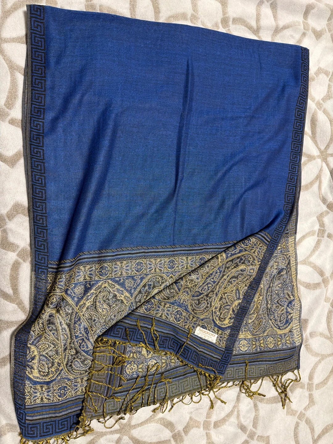 New Blue and Gold Pashmina Scarf