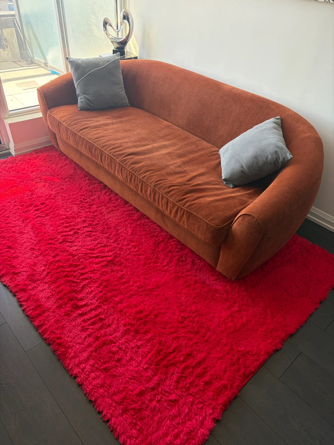 Rust Orange Curved Sofa