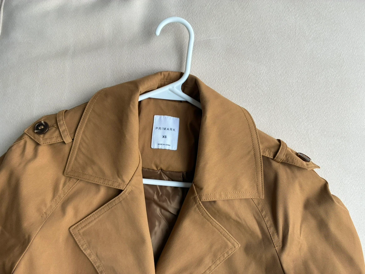 Tan Cropped Trench Coat-XS
