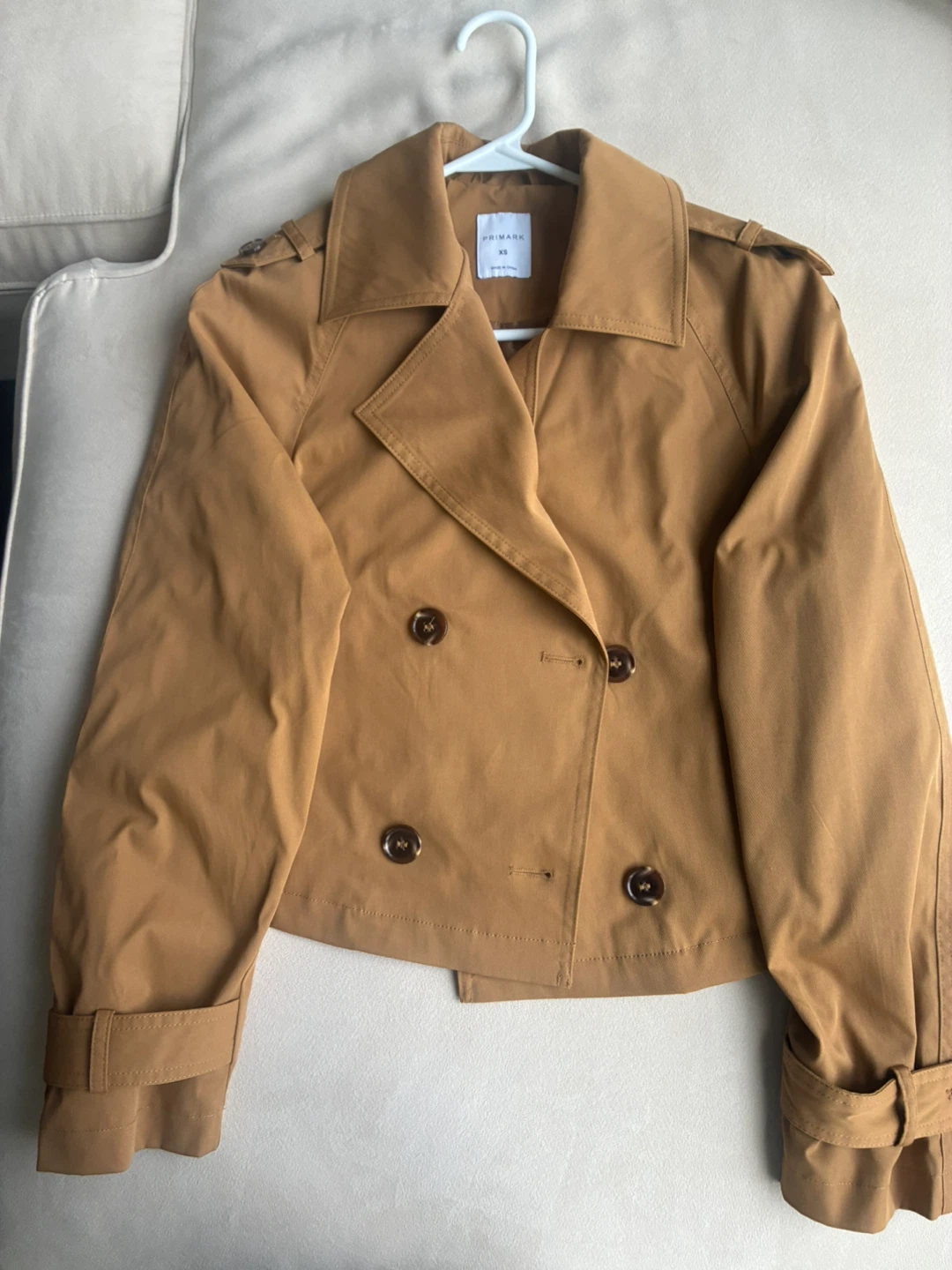Tan Cropped Trench Coat-XS - photo 2