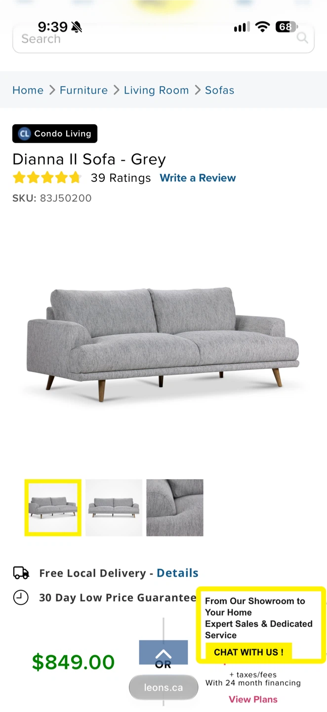 Dianna II Sofa - Grey - photo 2