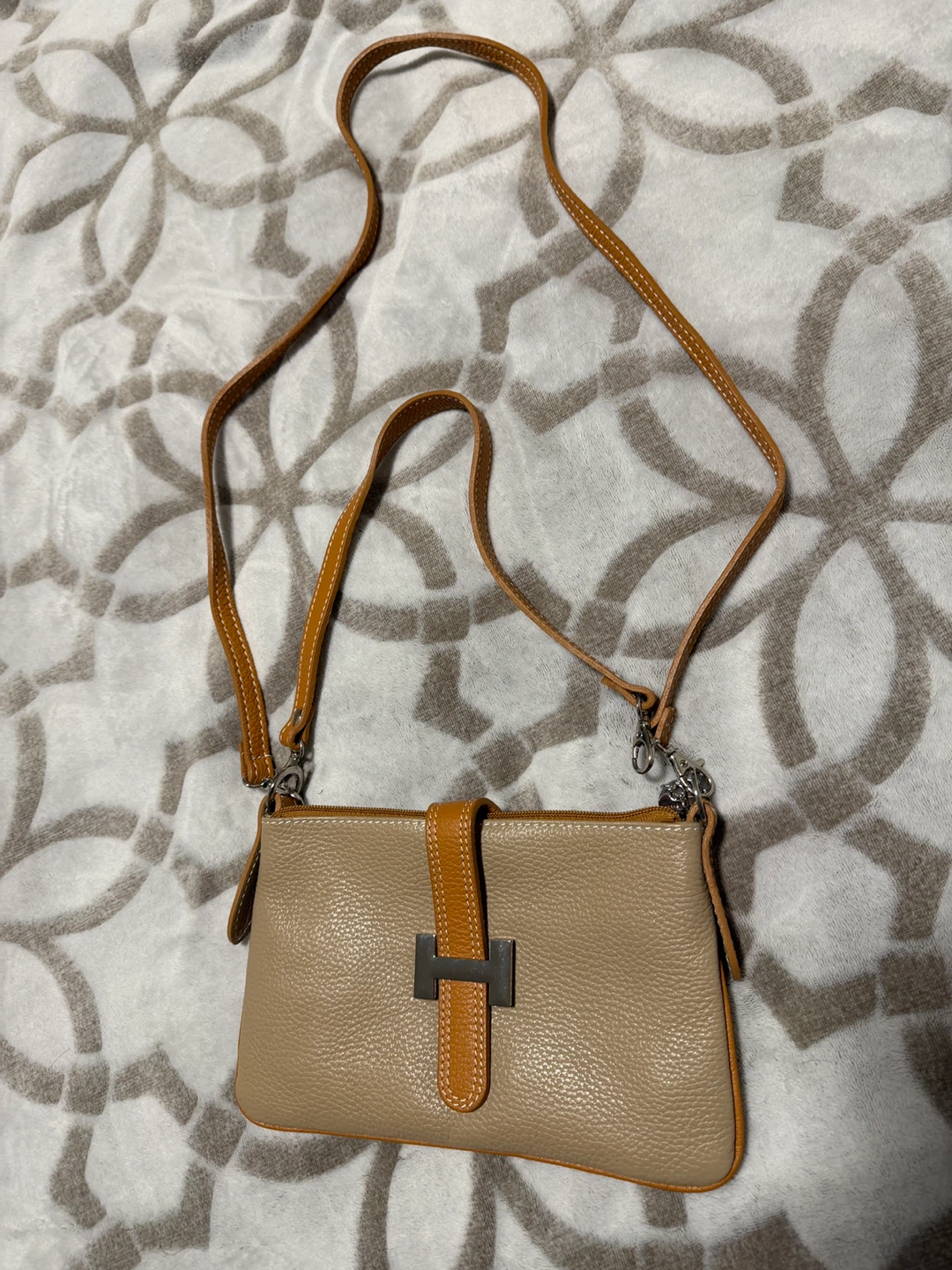 Two-Tone Leather Crossbody Bag
