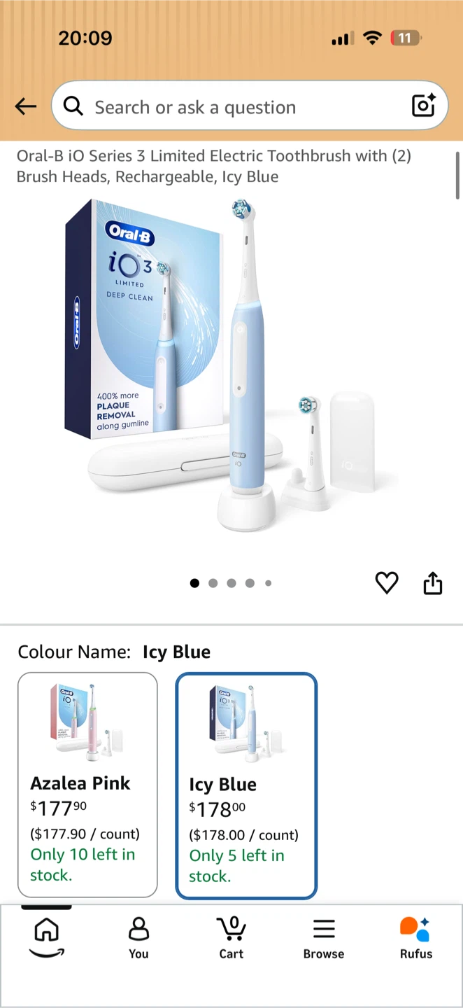 Oral-B iO Series 3 Limited Electric Toothbrush - Icy Blue