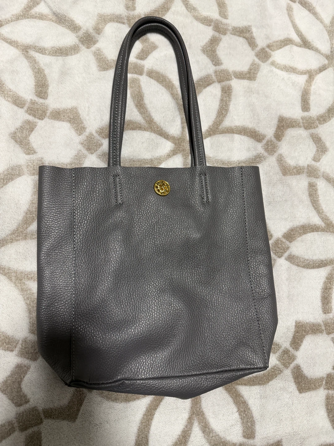 New Grey Italian Leather Tote Bag