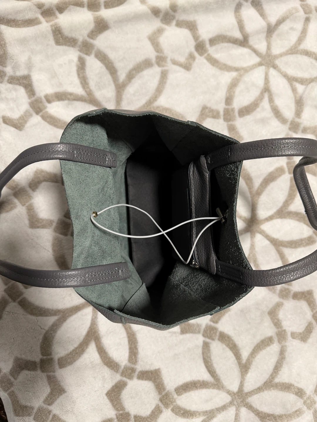 New Grey Italian Leather Tote Bag - photo 4