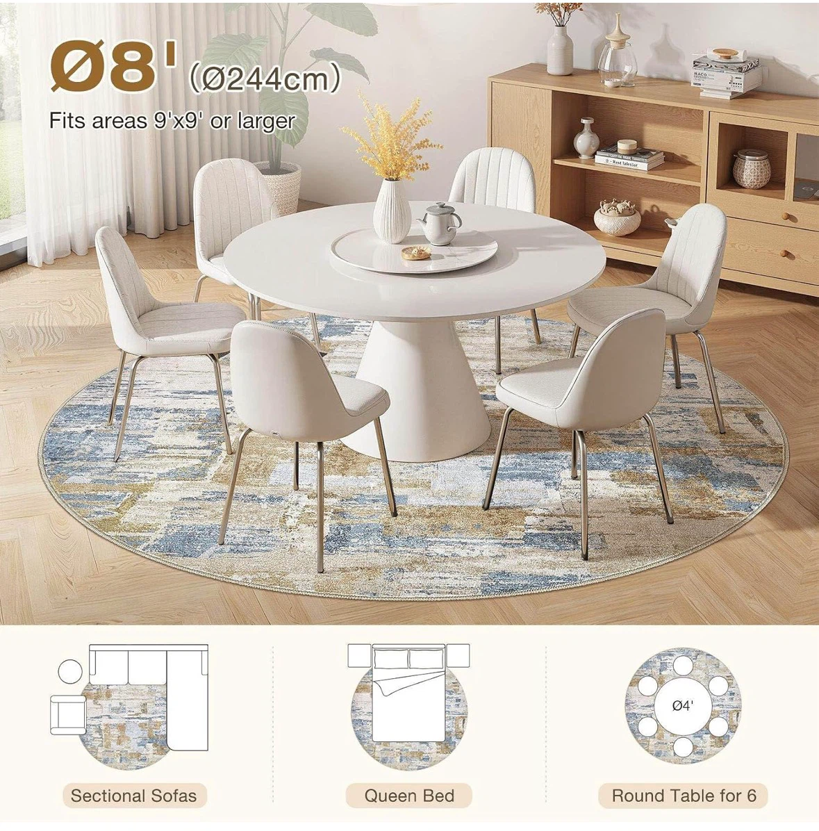 Round Area Rug, 8 ft Diameter - photo 2