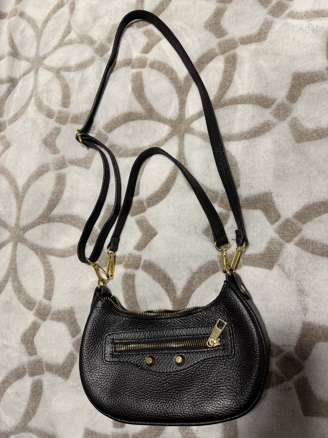 Black Leather Crossbody Bag