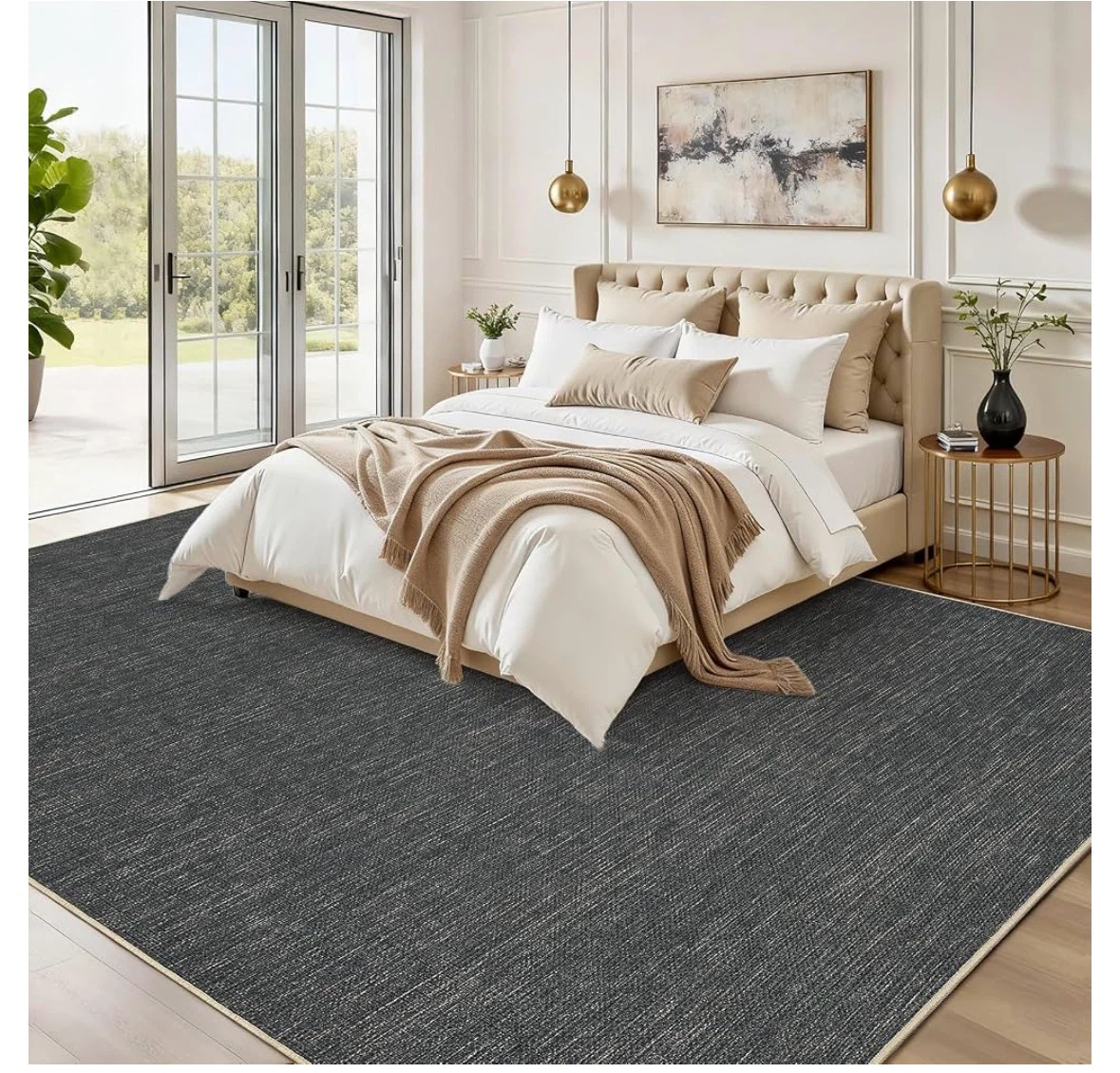 Machine Washable Non-Slip Area Rug, Dark Grey 8x10 ft - photo 5