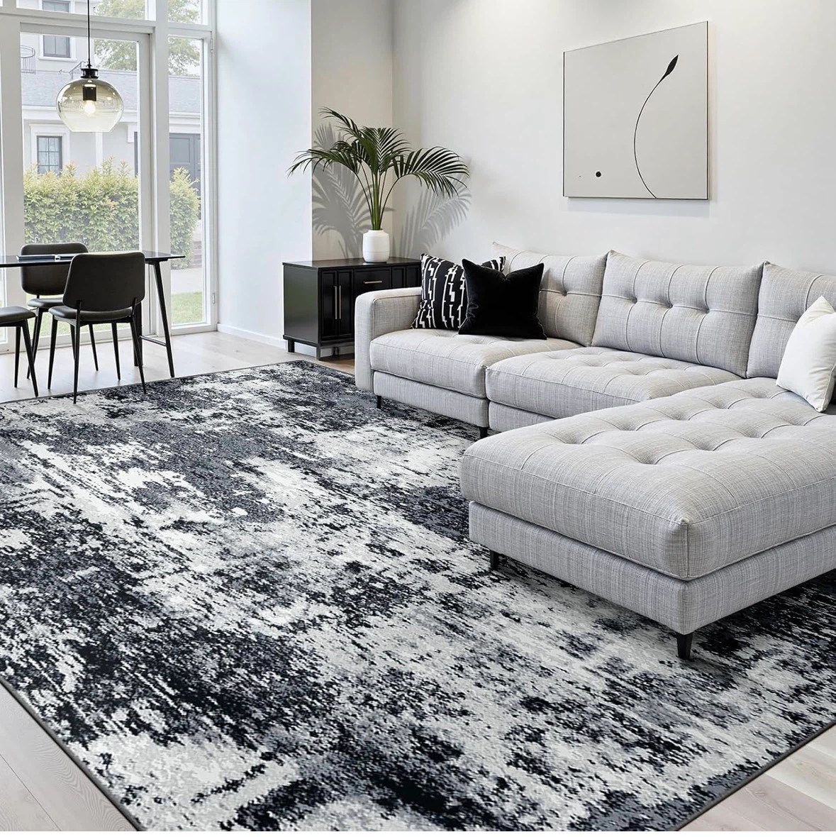 Foldable Abstract Area Rug 9x12 ft