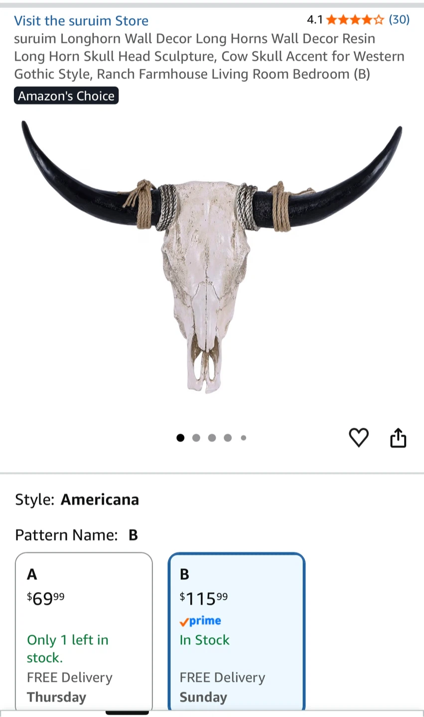 suruim Longhorn Skull Wall Decor - photo 4