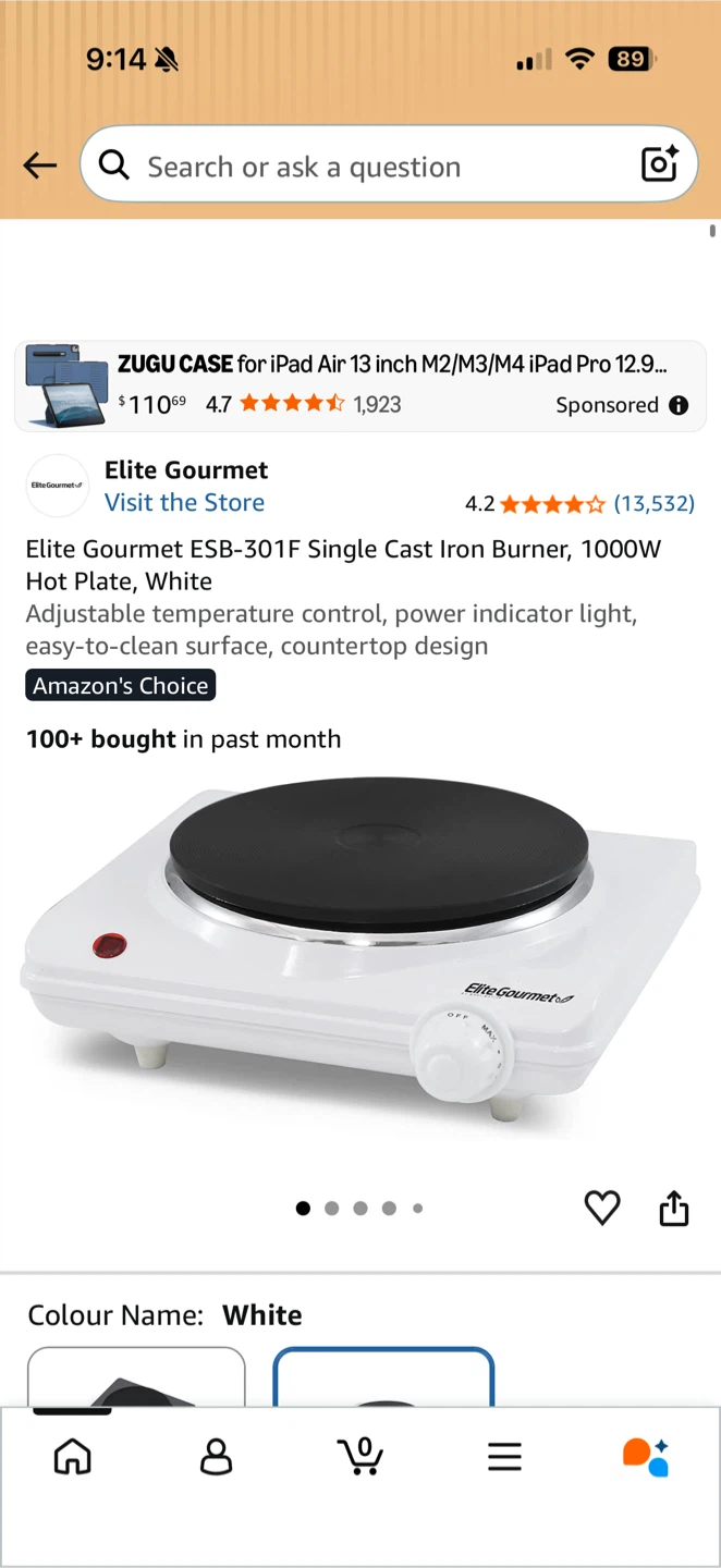 Elite Gourmet ESB-301F Single Cast Iron Burner