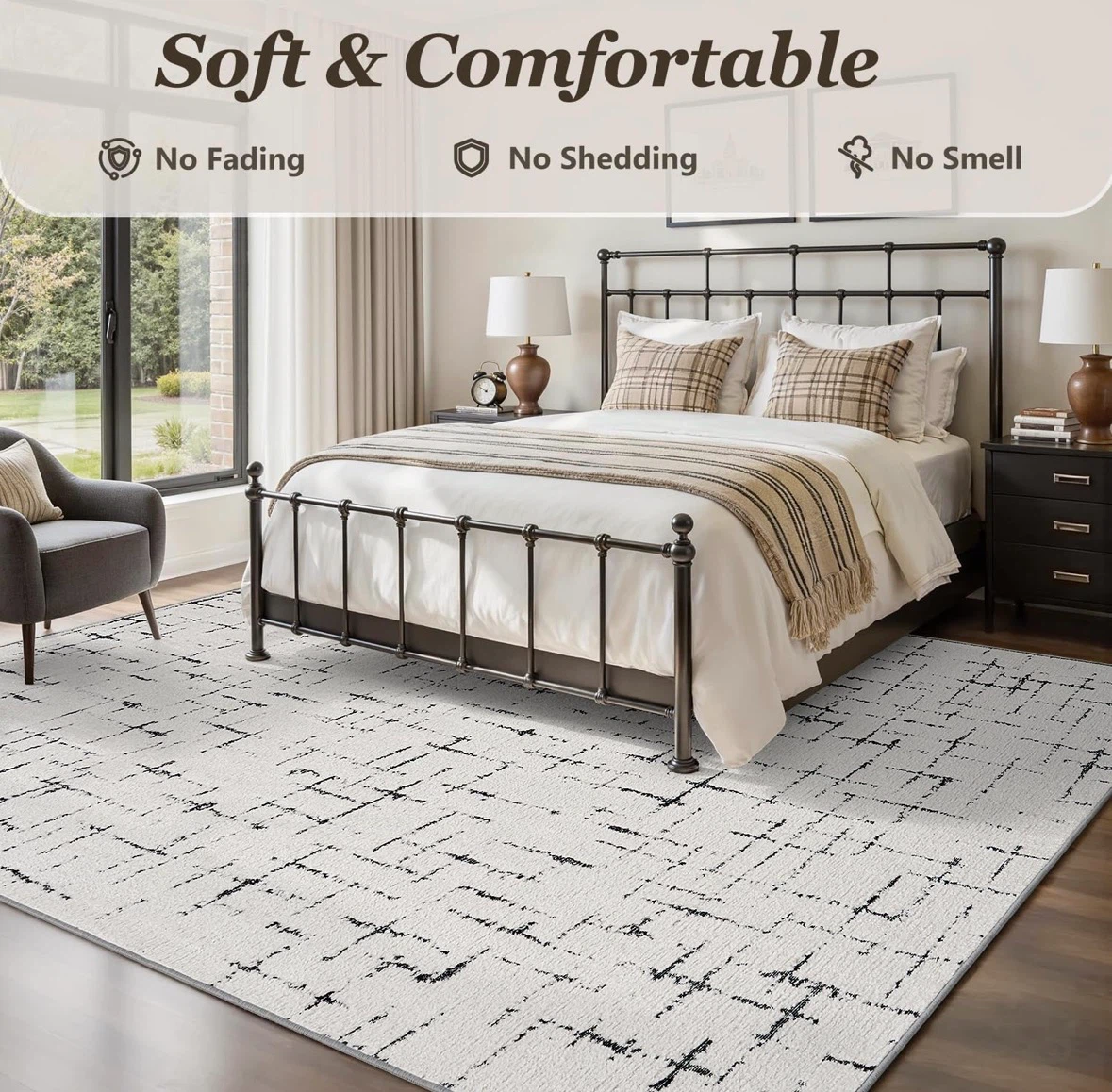 Black and white patterned area rug 9x12 ft - photo 3