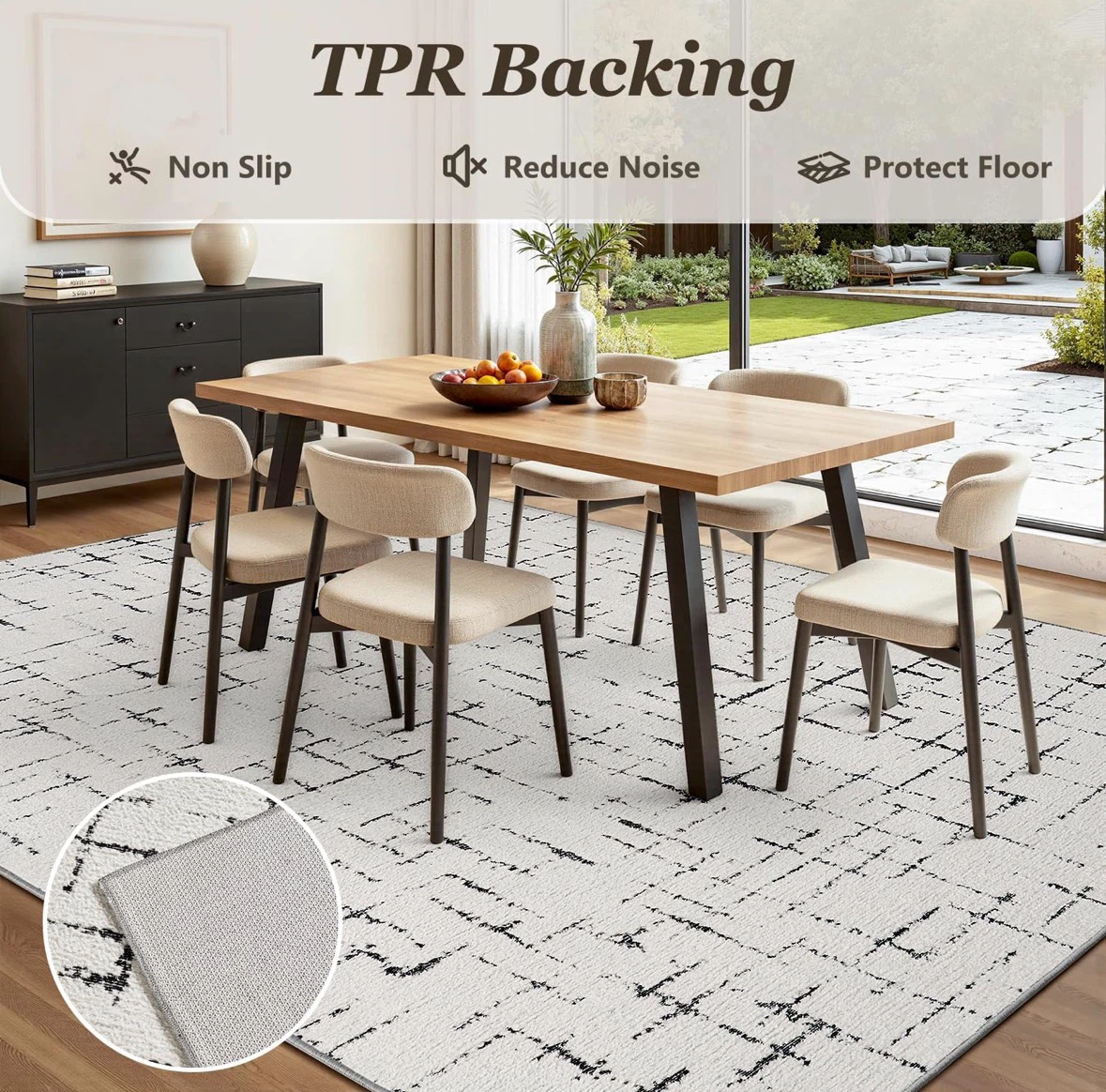 Black and white patterned area rug 9x12 ft - photo 4