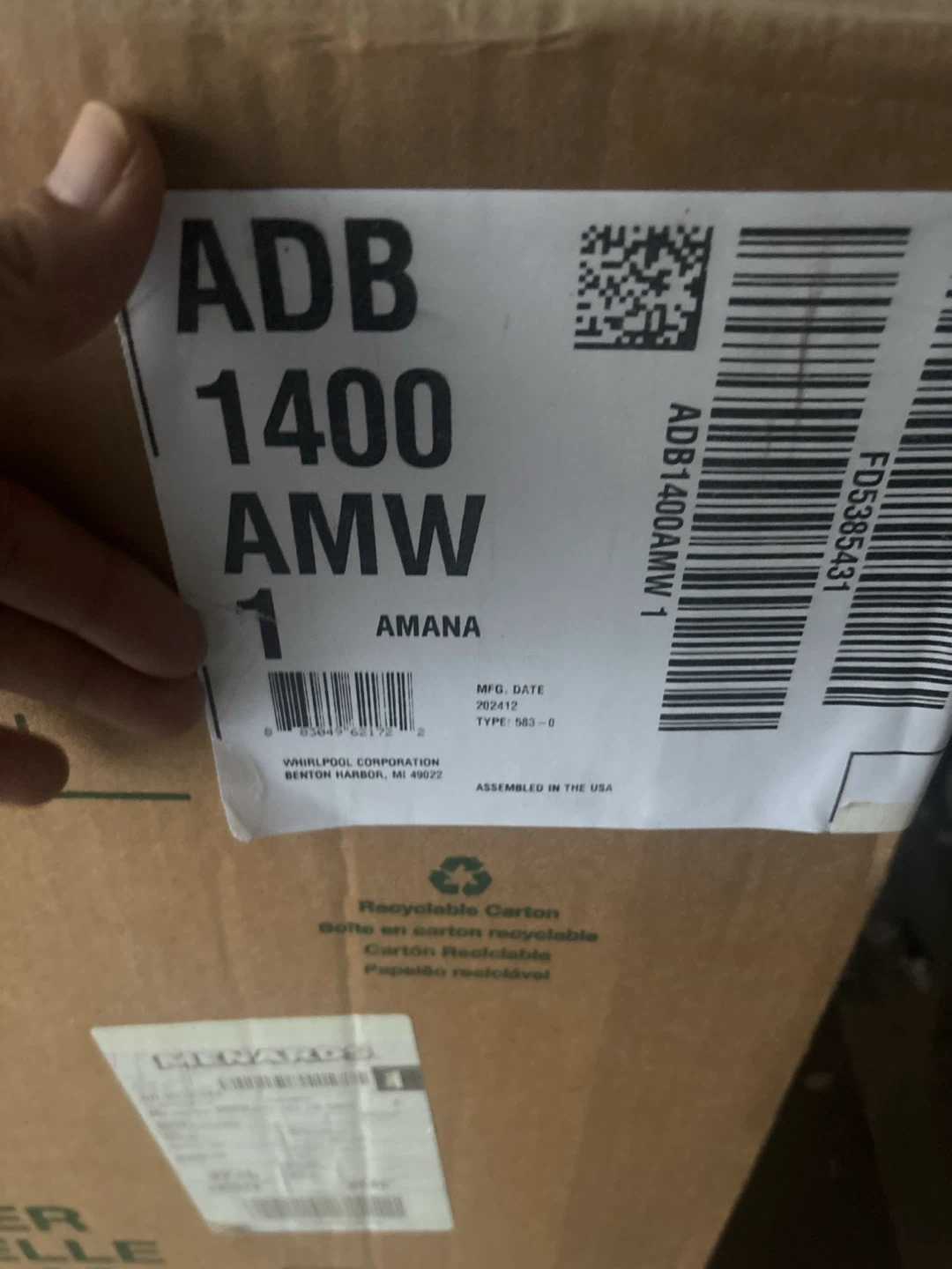 Amana Dishwasher ADB1400AMW