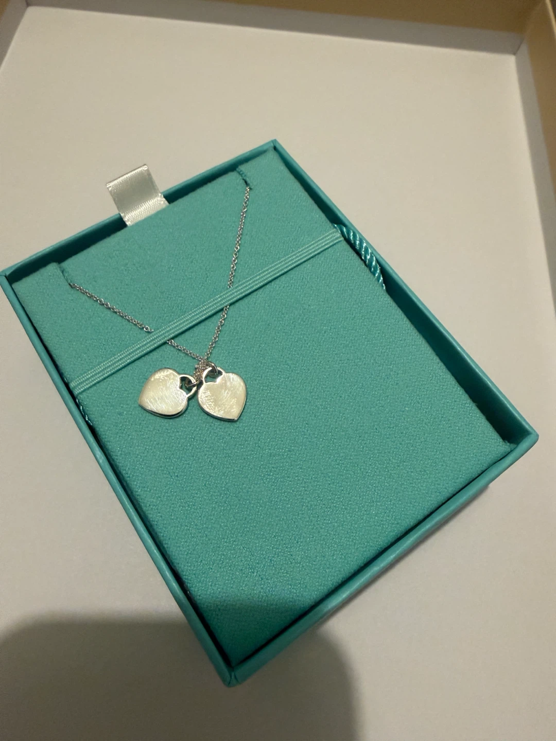 Authentic Tiffany & Co. Pink Double Heart Tag Necklace - photo 3