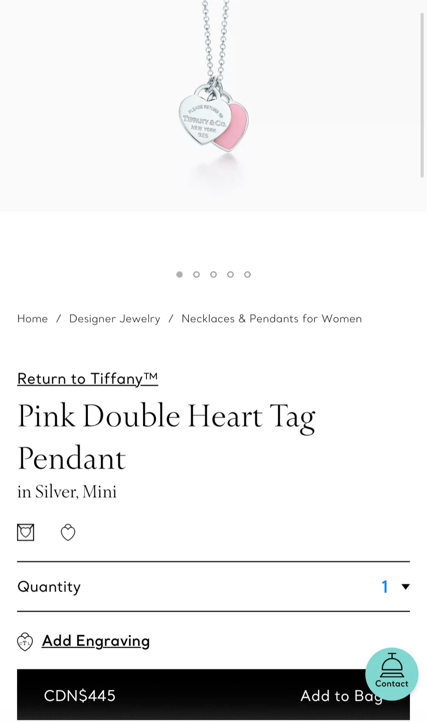 Authentic Tiffany & Co. Pink Double Heart Tag Necklace - photo 4