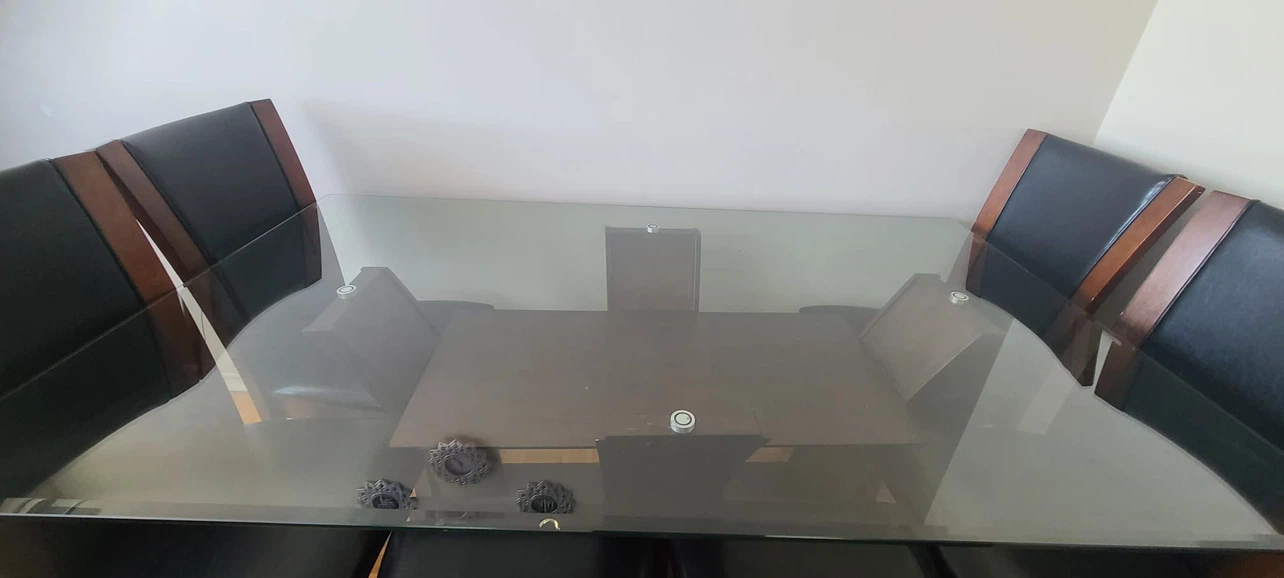 Glass Dining Table with 6 Chairs
