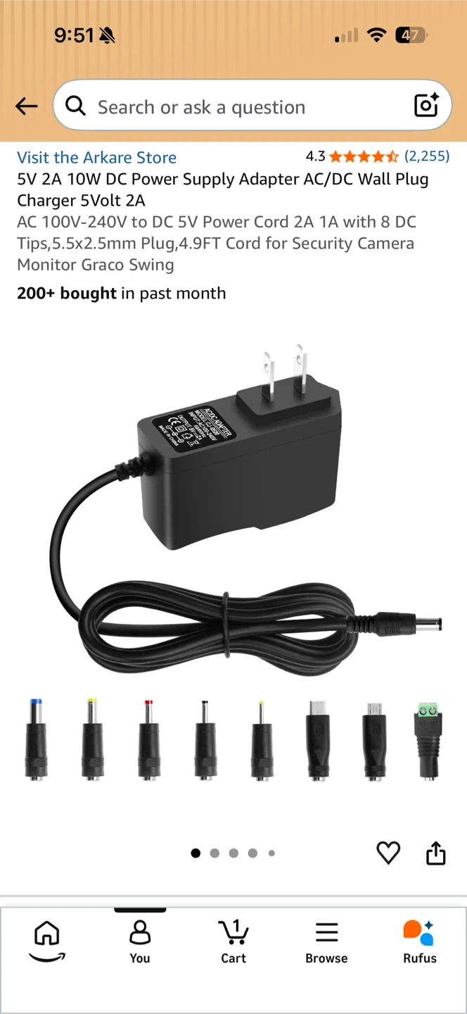 5V 2A Universal AC/DC Power Adapter with 8 Tips - photo 2