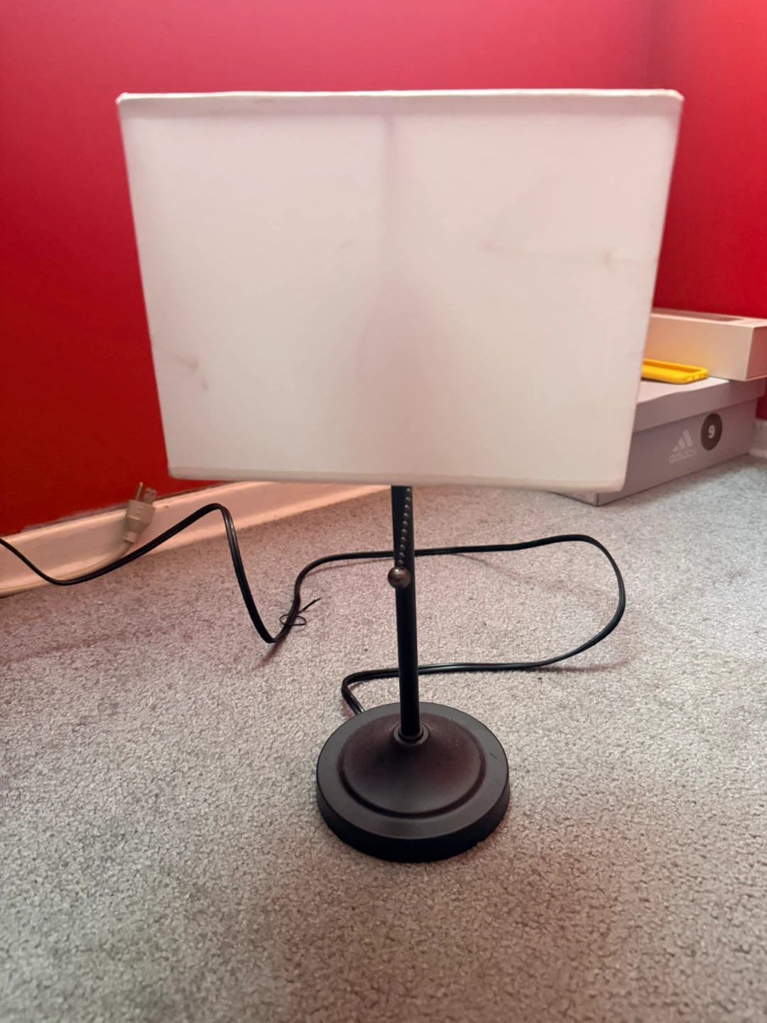Black Table Lamp with White Rectangular Shade
