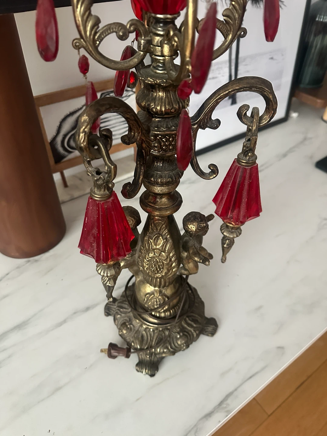 ANTIQUE HOLLYWOOD REGENCY ORNATE TABLE LAMP LIGHT - photo 5
