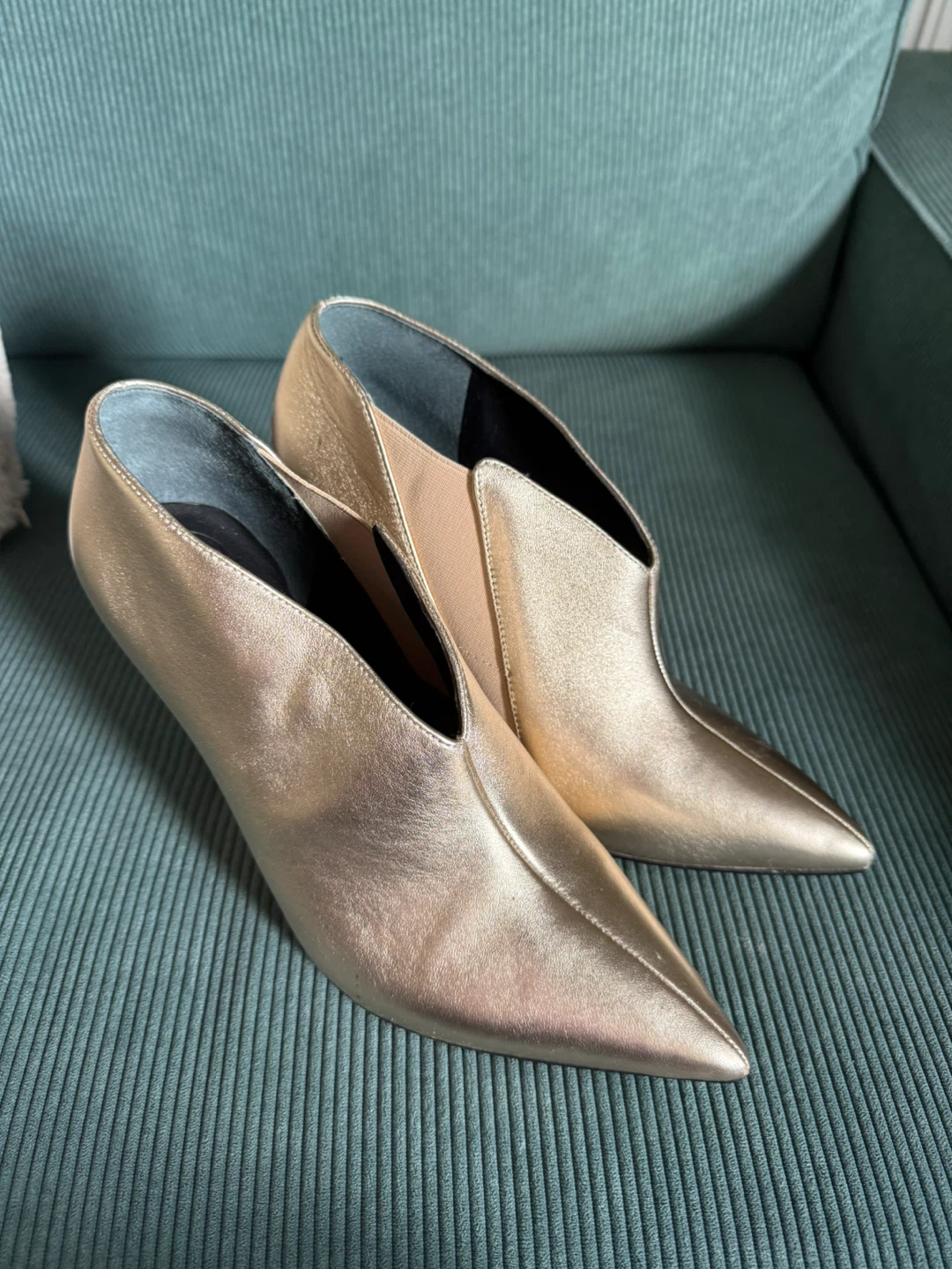 Guess Gold Stiletto Ankle Booties