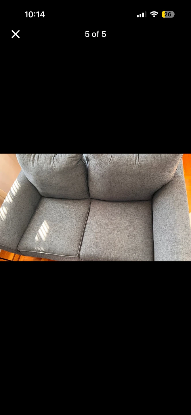 Blue Fabric Loveseat