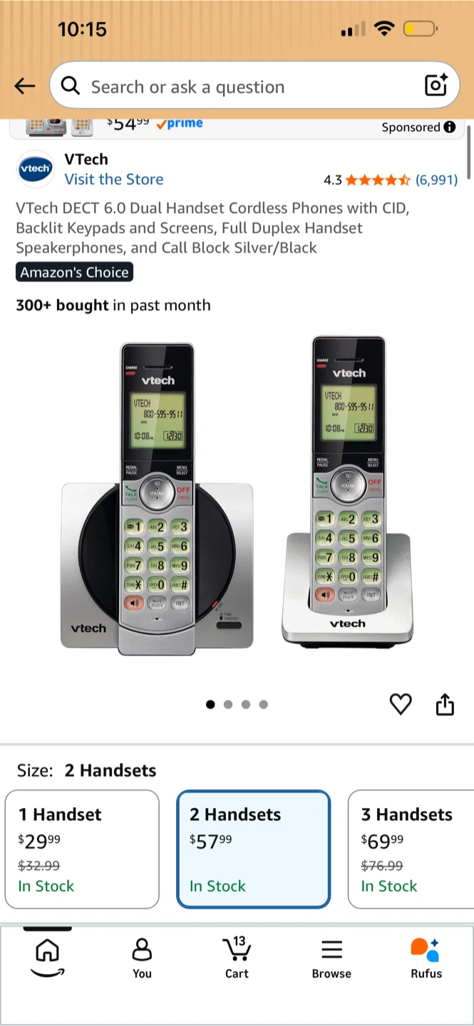 BNIB VTech CS6919-2 Cordless Phone System with 2 Handsets